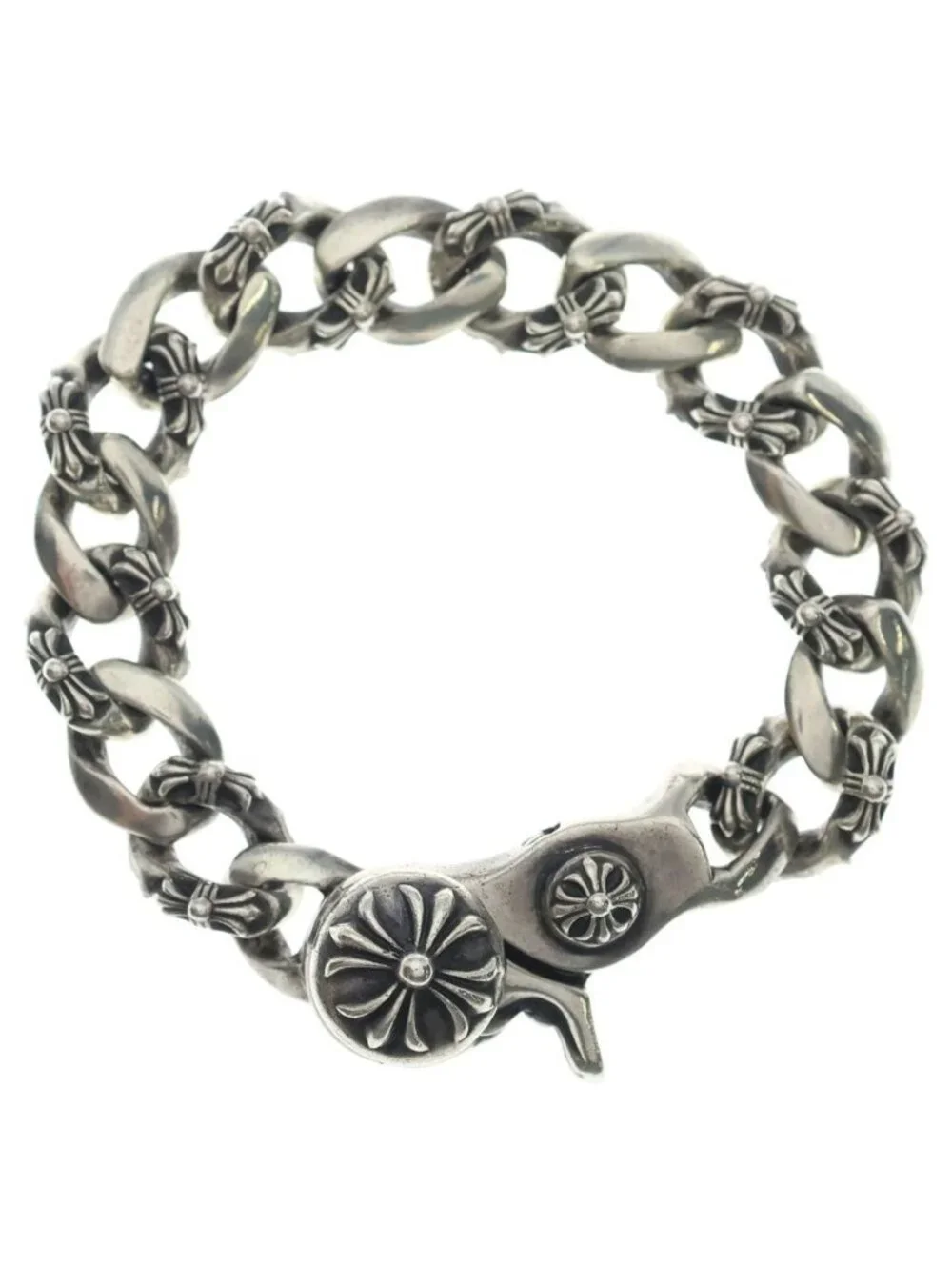 Chrome Hearts Fncy Chn Lnk Fancy Link Clip Bracelet 15 Links Silver